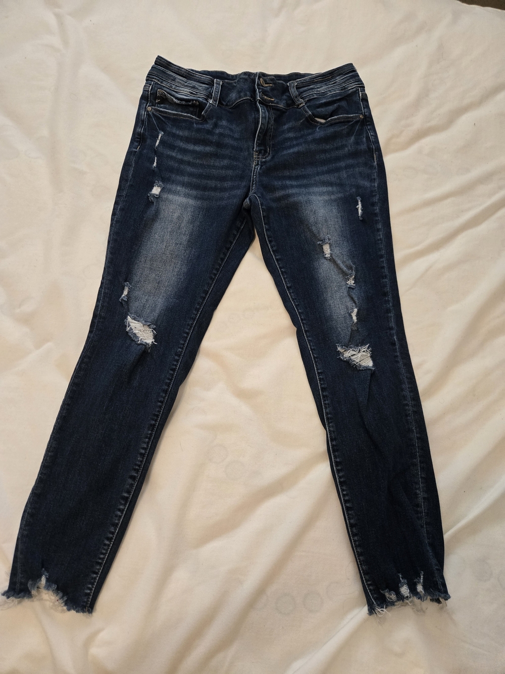 KanCan Women's Dark Blue Distressed Skinny Jeans